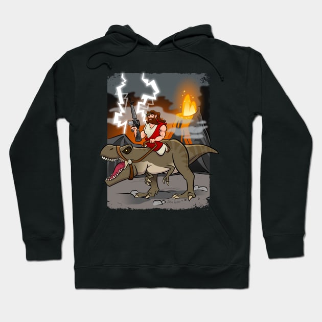 Jesus Riding Dinosaur Hoodie by binarygod